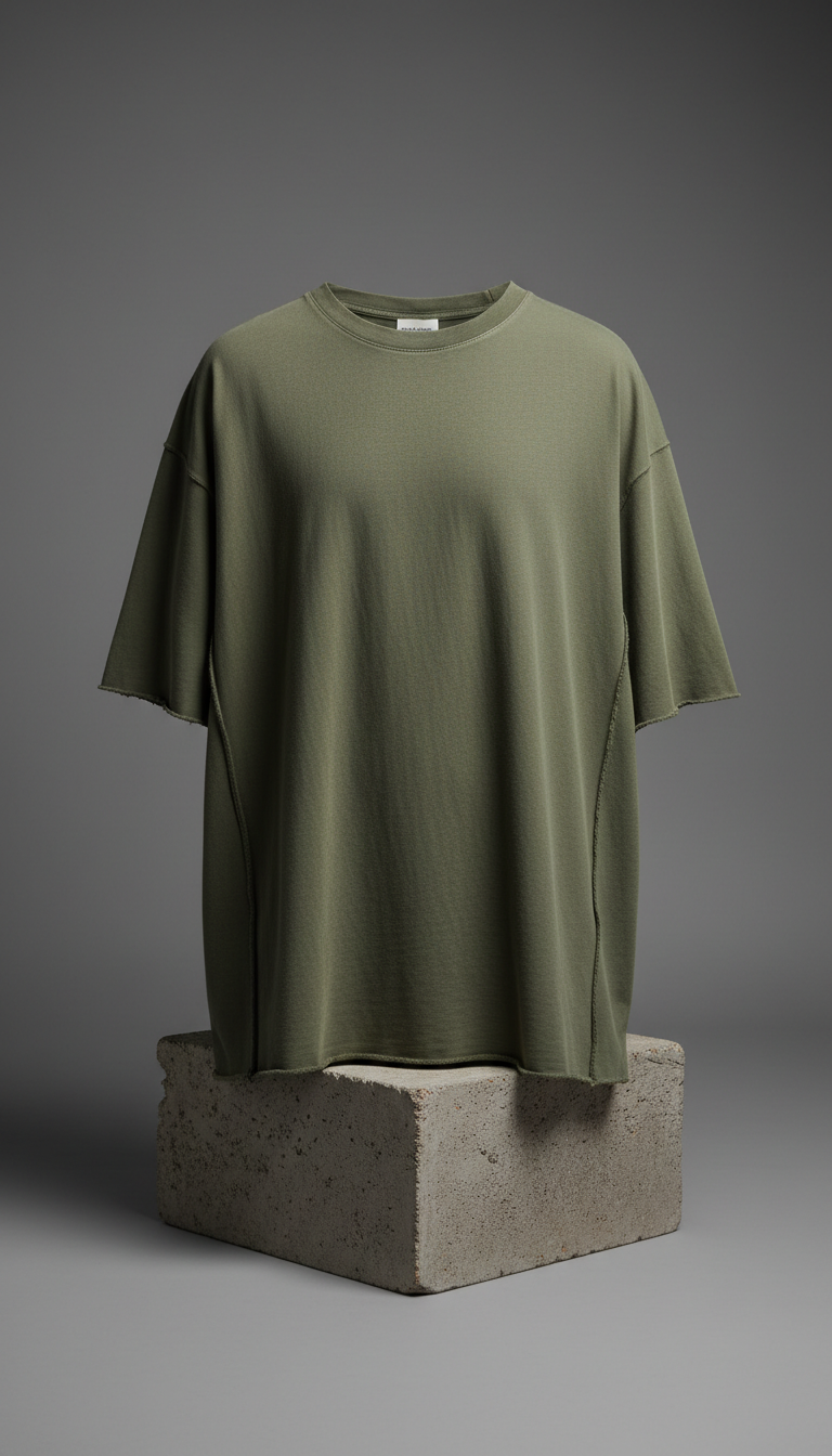 Oversized Army Green Graphic Tee